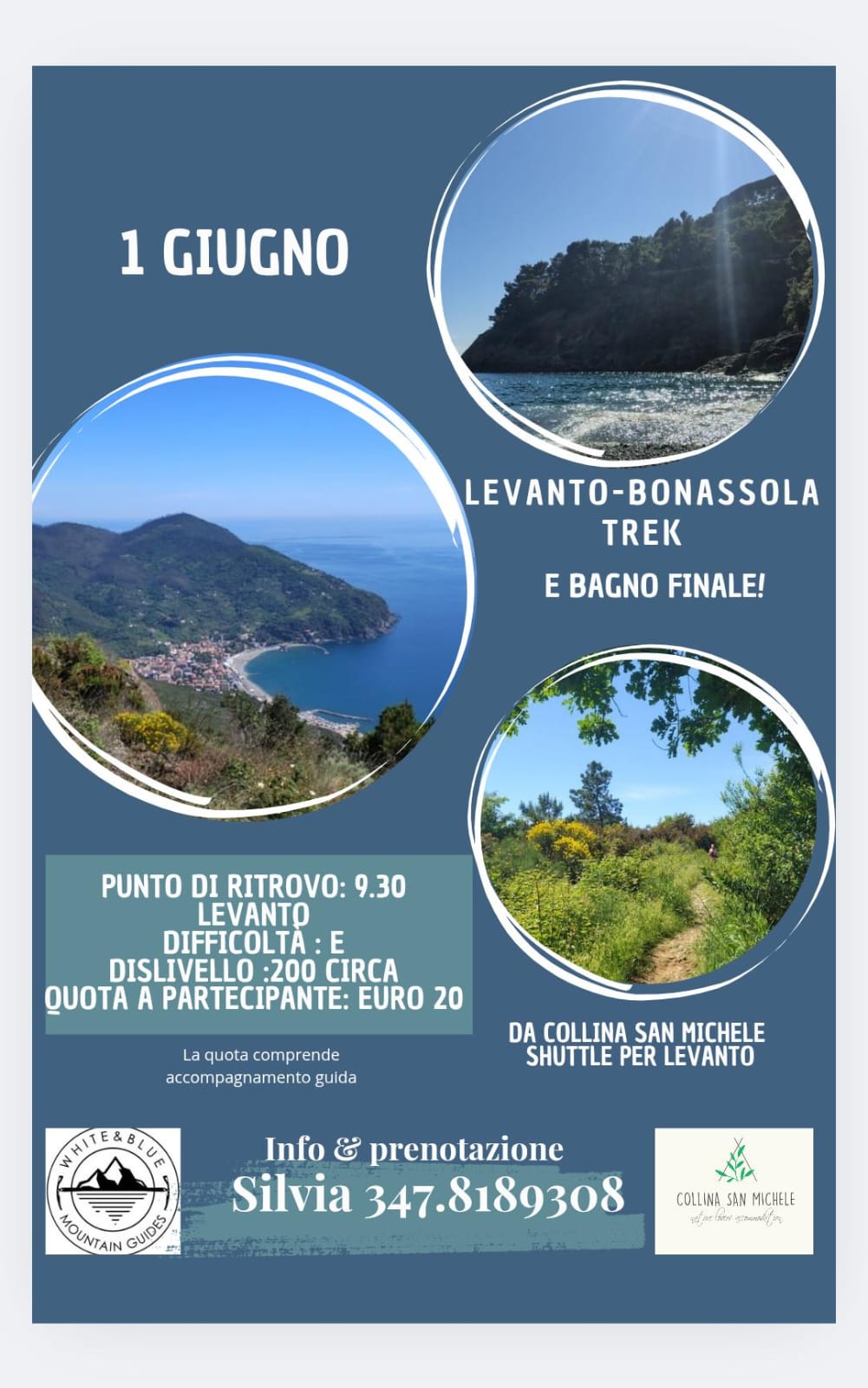 Il 1° giugno escursione guidata Levanto Bonassola per tutti gli ospiti di Collina San Michele con l'esperta Silvia Canovi @sylviettaski 